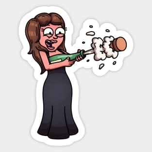 Girl In Dress Popping Champagne Or Wine Bottle Sticker